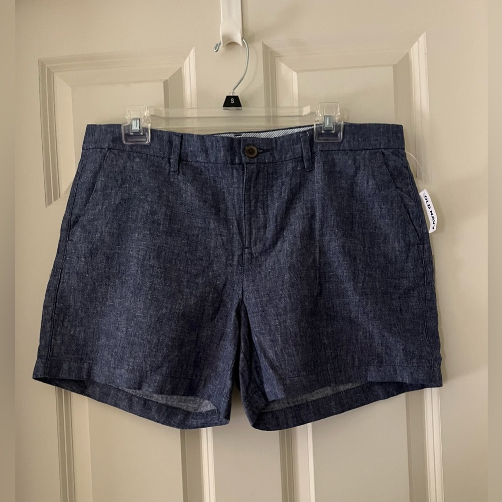 NWT Women’s Old Navy Linen Cotton Dark chambray everyday shorts size 12